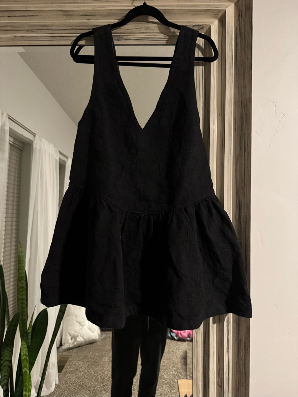 Free People Black Sleeveless V-Neck Peplum Dress